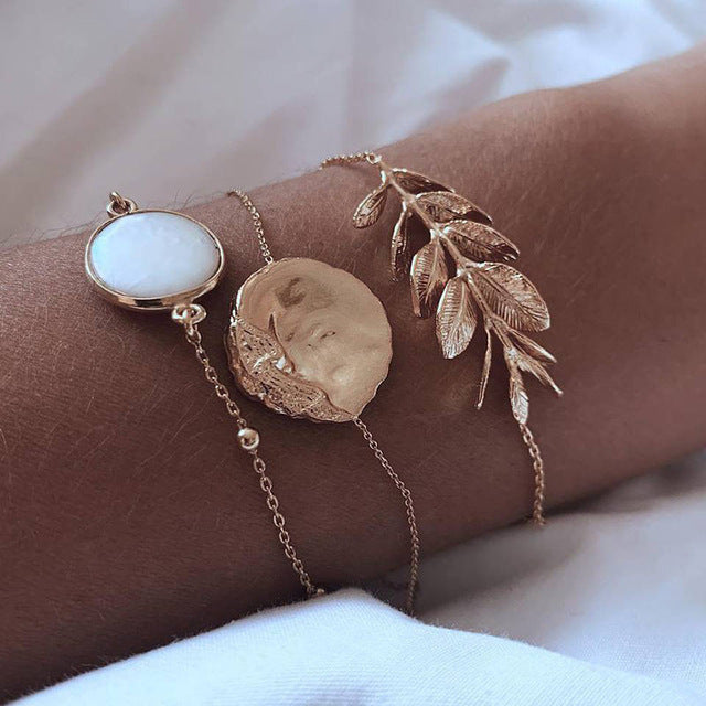 Yobest bohême alliage multi-couches or argent perles paillettes ensemble Bracelet pour femmes bijoux pied chaîne bracelets de cheville accessoires cadeau - Shopeasywear
