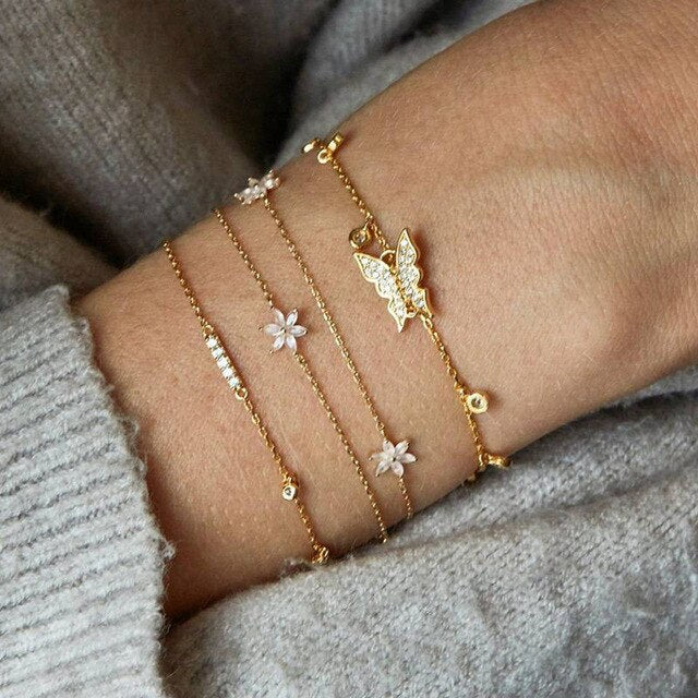 Yobest bohême alliage multi-couches or argent perles paillettes ensemble Bracelet pour femmes bijoux pied chaîne bracelets de cheville accessoires cadeau - Shopeasywear