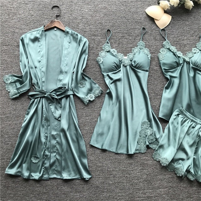 Summer New 4 Pcs Set Women Pajama