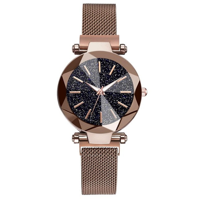 Luxury Starry Sky Stainless Steel Mesh Bracelet Watches For Women Crystal Analog Quartz Wristwatches Ladies Sports Dress Clock - Shopeasywear