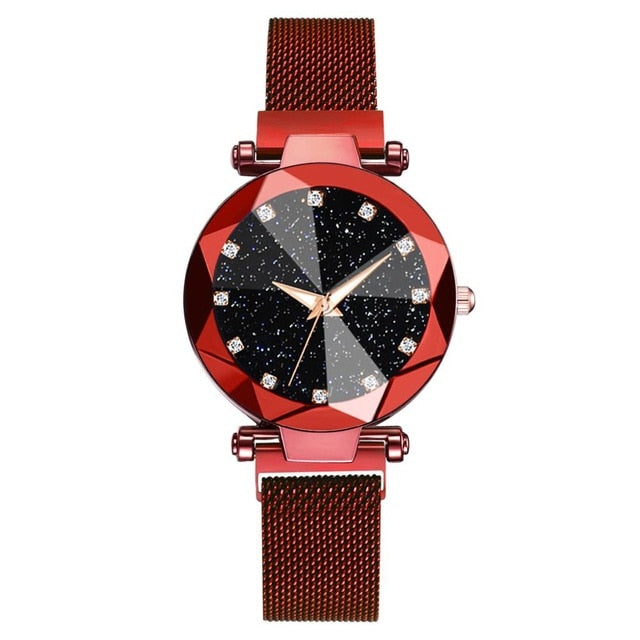 Luxury Starry Sky Stainless Steel Mesh Bracelet Watches For Women Crystal Analog Quartz Wristwatches Ladies Sports Dress Clock - Shopeasywear