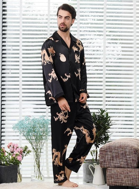 Couple Silk Satin Pajamas Set