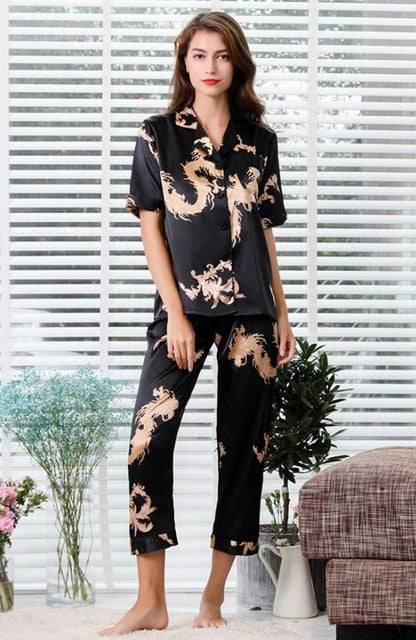 Couple Silk Satin Pajamas Set