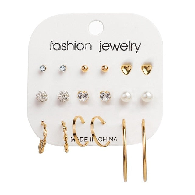 12 Pairs/Set Simulated Pearl Earrings For Women - Jeglow store