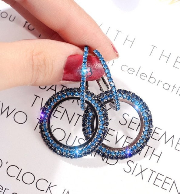 New Silver Circle Crystal Earrings - Shopeasywear