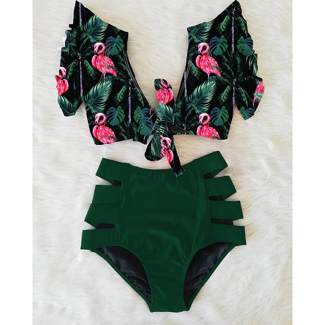 2020 Nuwe Dubbelskouer Ruffle Bikini Stel