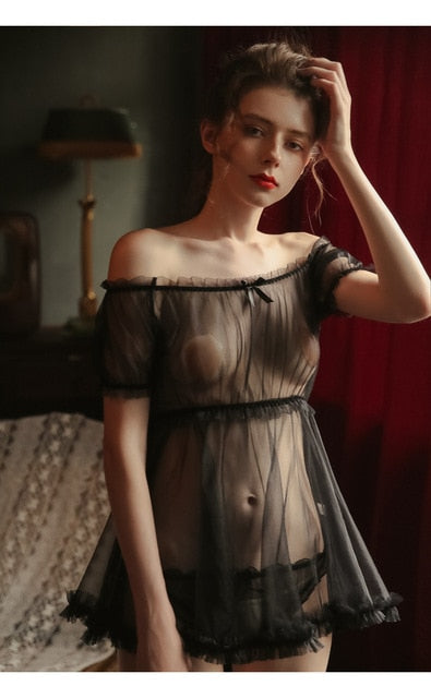 Women Sheer Stars Ultra-thin Sexy Pajamas