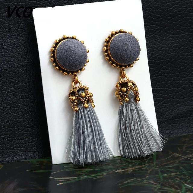 Tassel Crystal Long Drop Earrings for Women