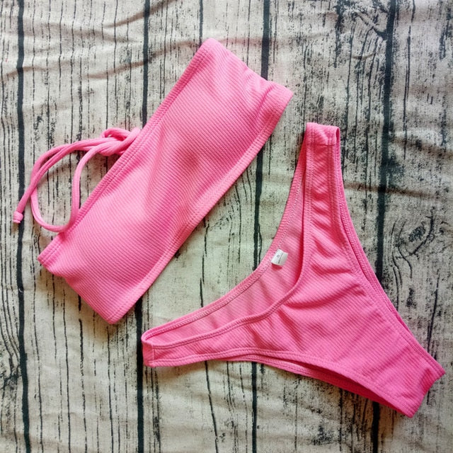 Solid Bikini Brazilian Swimsuit For Women