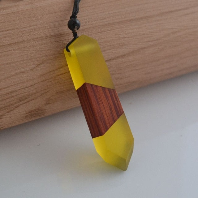 Vintage men & woman fashionable wood pendant necklace, woven rope