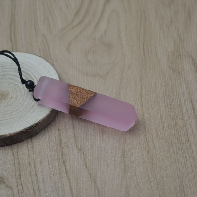 Vintage men & woman fashionable wood pendant necklace, woven rope