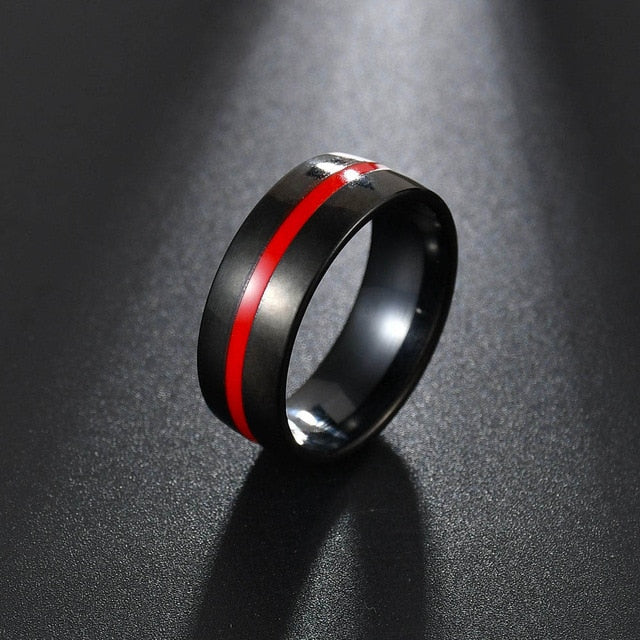 Stainless Steel Thin Blue Line Ring - Shopeasywear