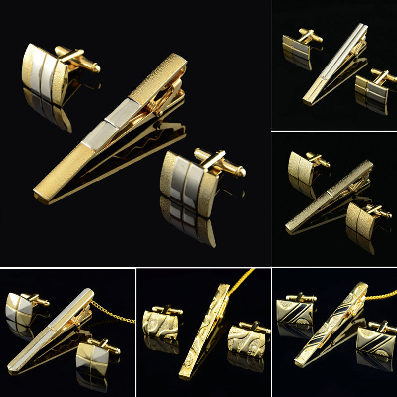 Gold Tie Clip and Cufflink Set For Men - Shopeasywear