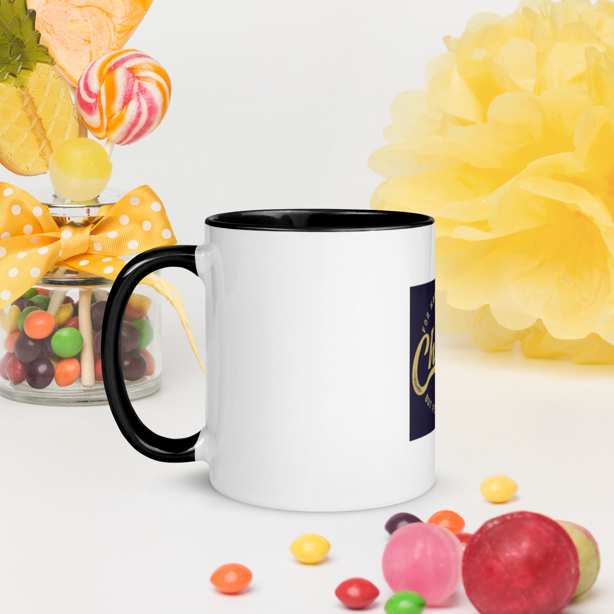 Custom Religious Coffee Mug with Color yellow gold Inside