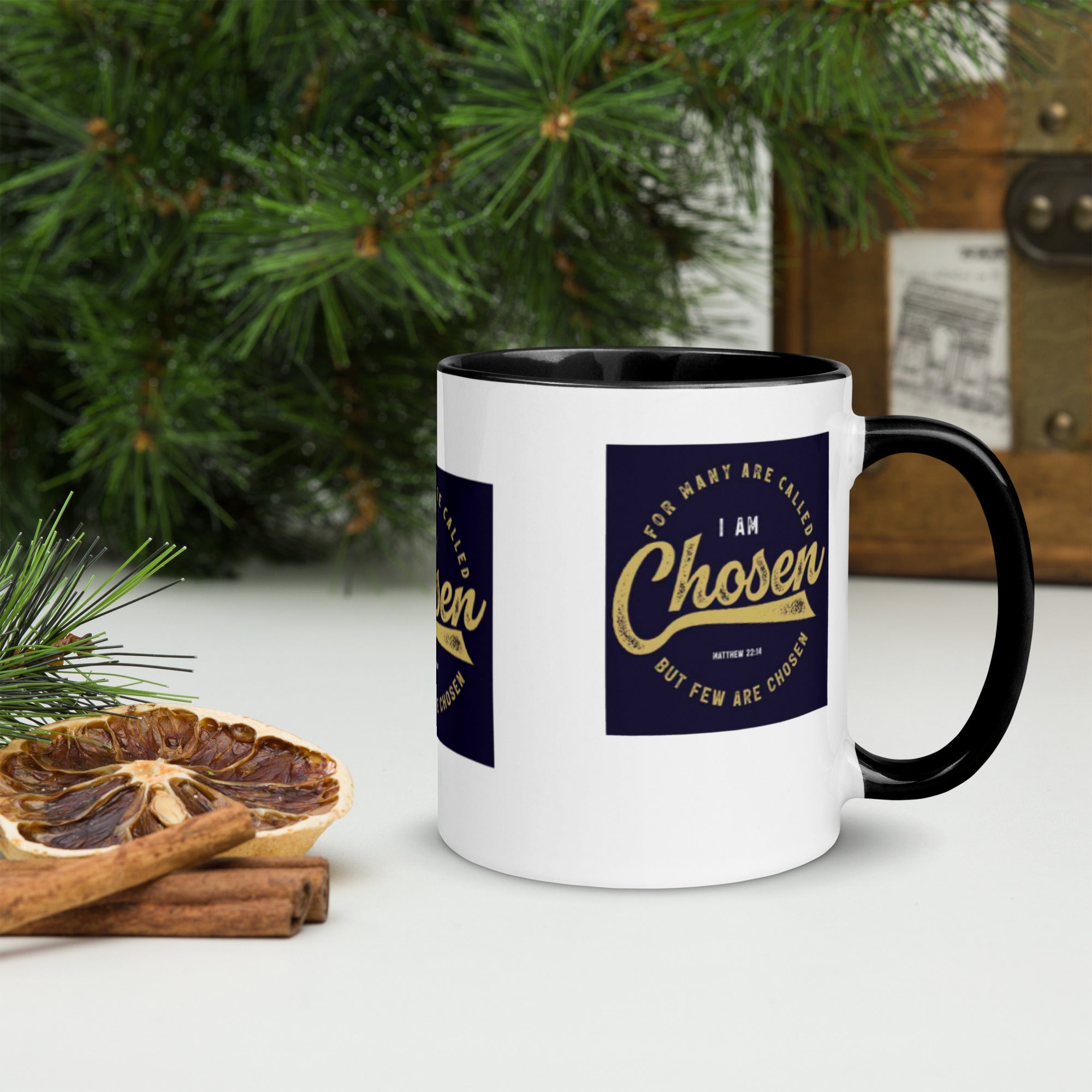 Custom Religious Coffee Mug with Color yellow gold Inside