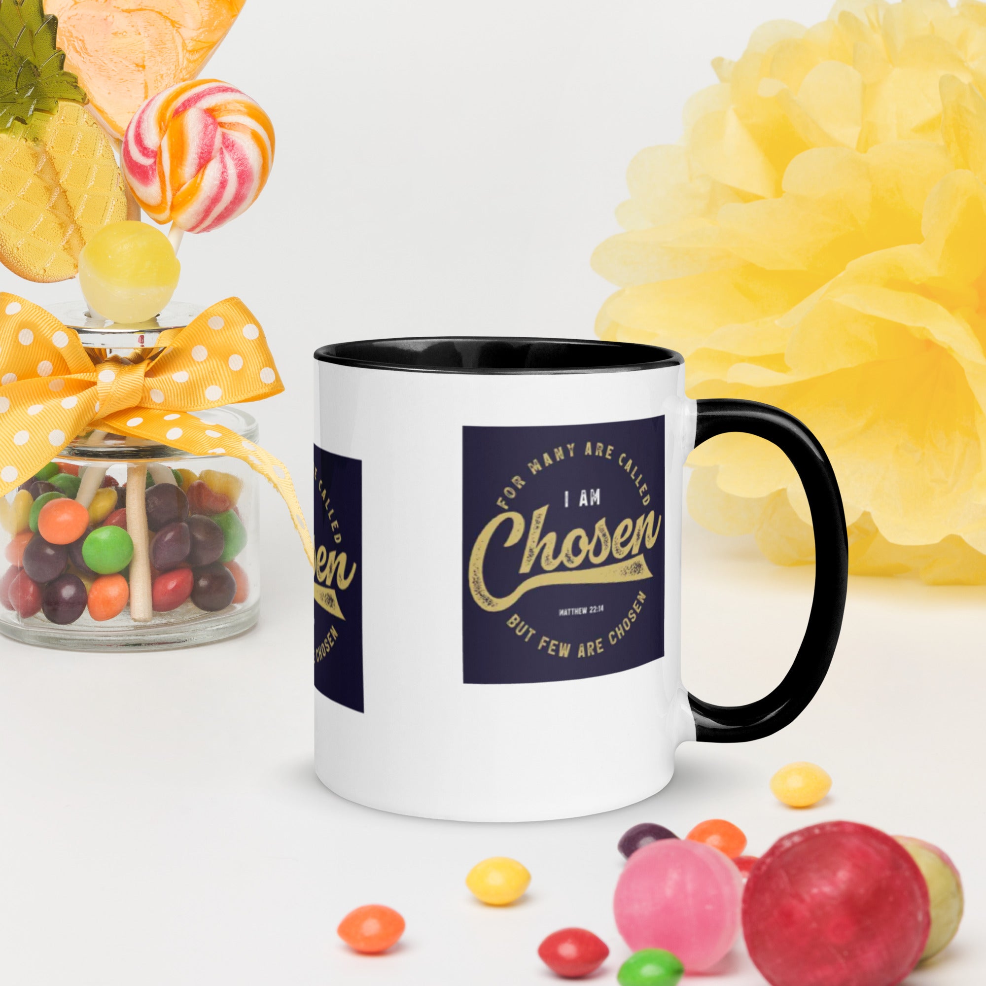 Custom Religious Coffee Mug with Color yellow gold Inside
