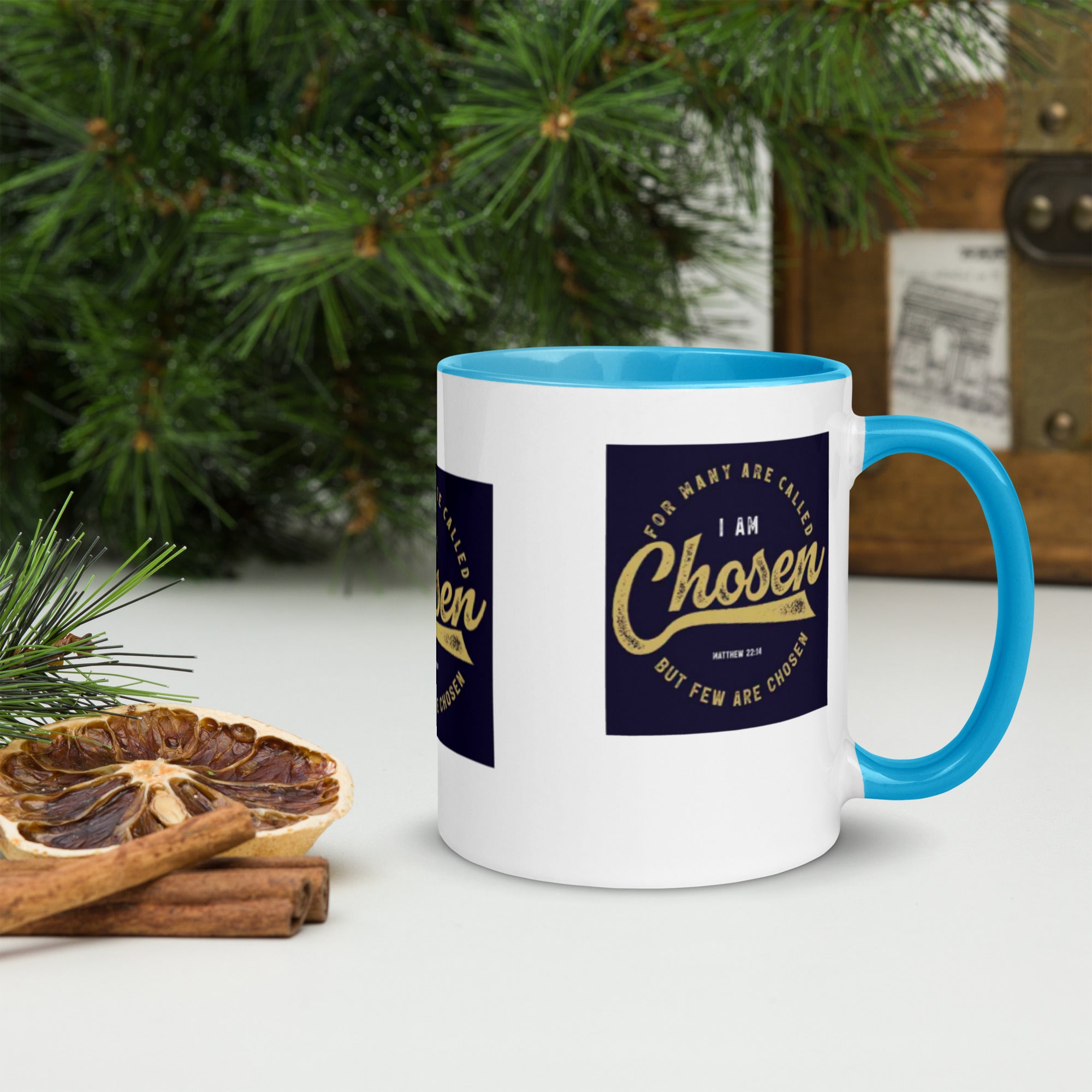 Custom Religious Coffee Mug with Color yellow gold Inside
