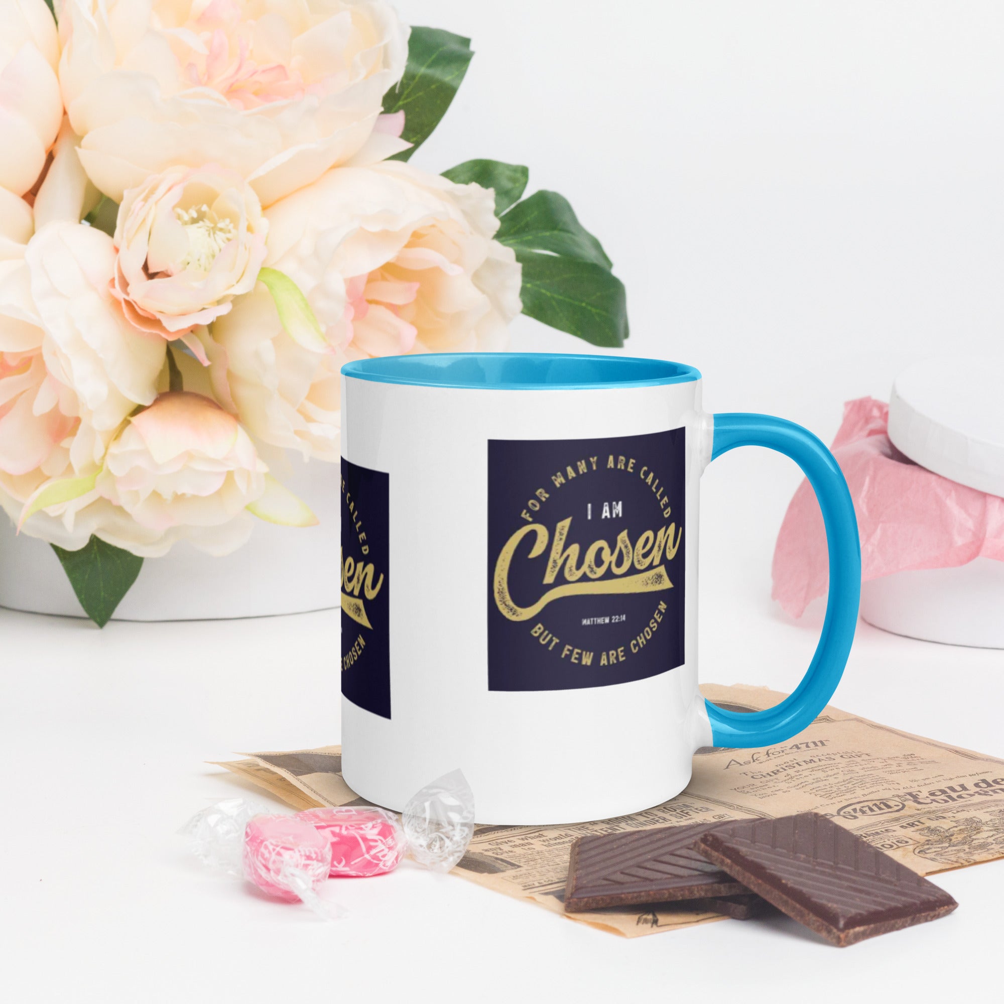 Custom Religious Coffee Mug with Color yellow gold Inside