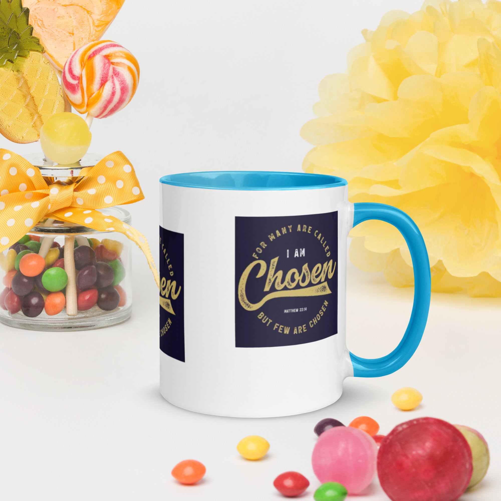 Custom Religious Coffee Mug with Color yellow gold Inside