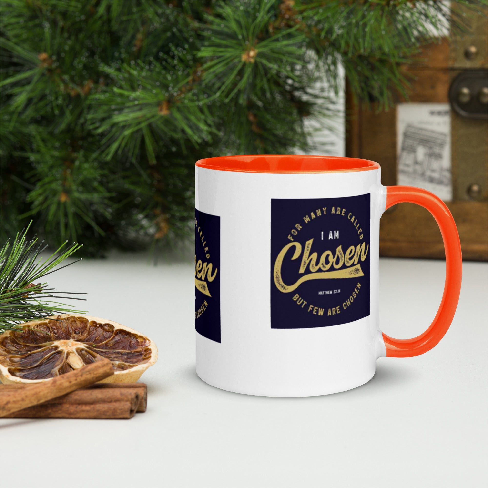 Custom Religious Coffee Mug with Color yellow gold Inside