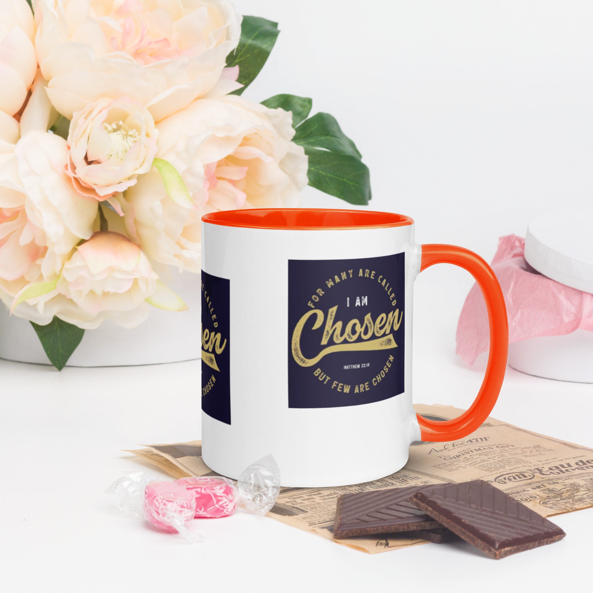 Custom Religious Coffee Mug with Color yellow gold Inside