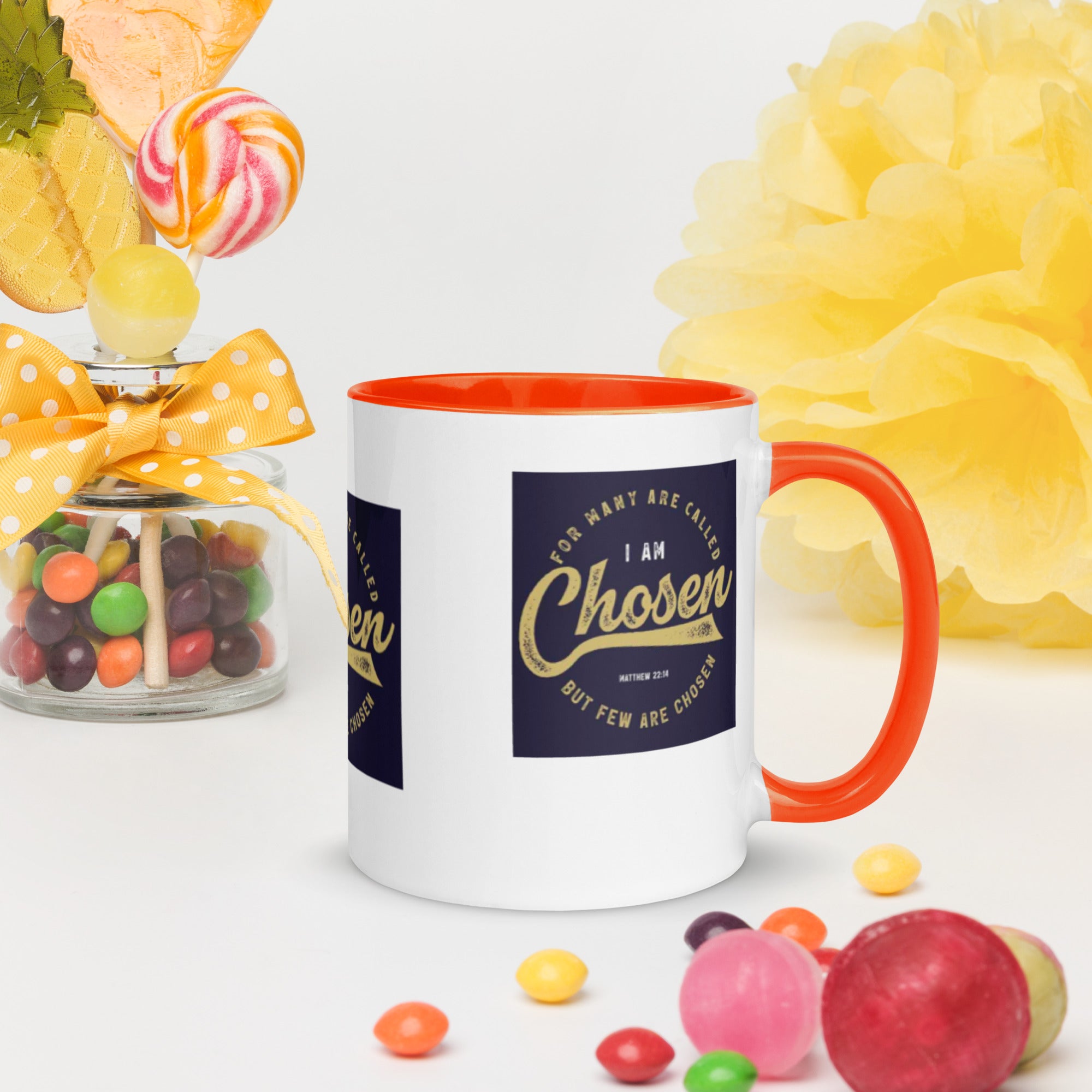 Custom Religious Coffee Mug with Color yellow gold Inside