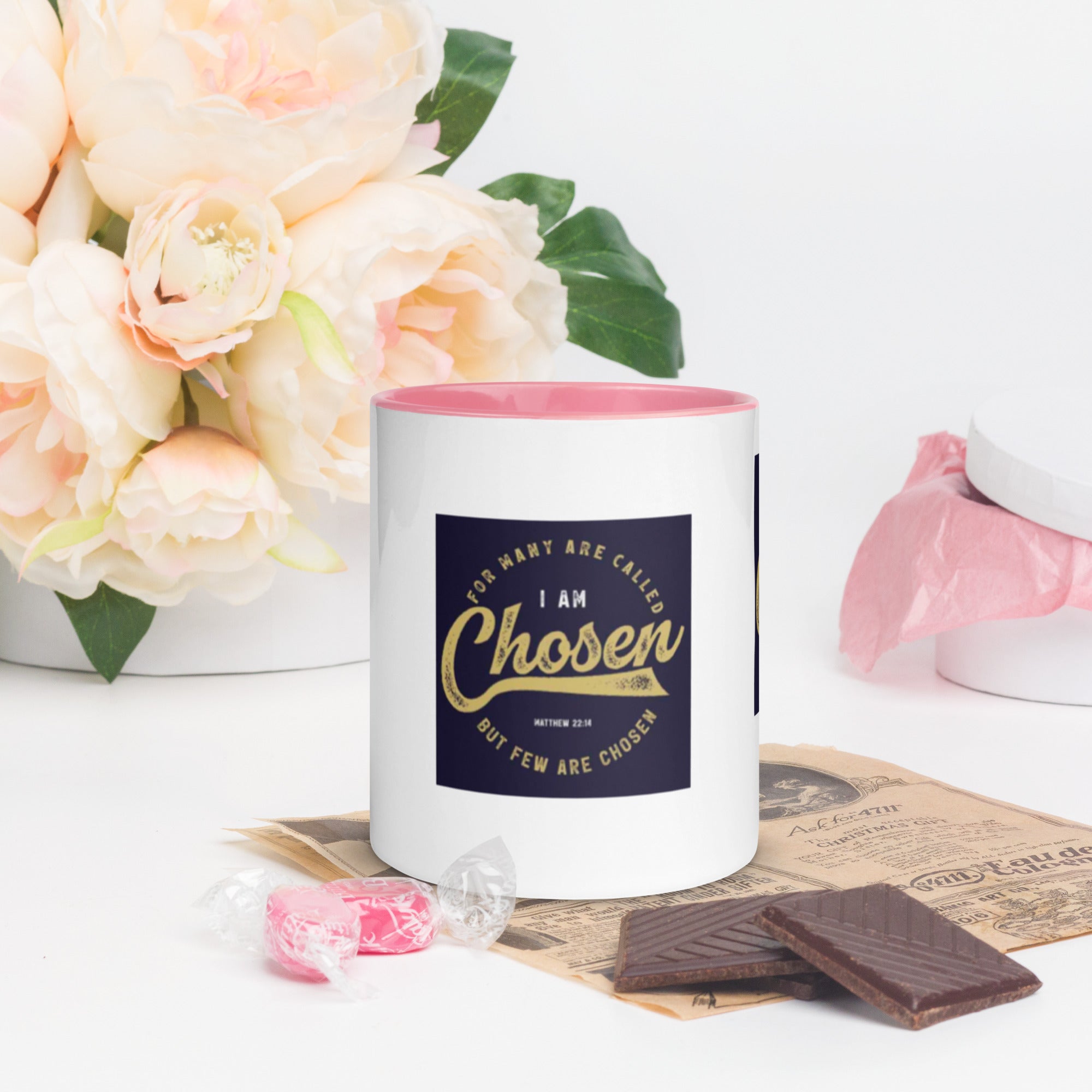 Custom Religious Coffee Mug with Color yellow gold Inside