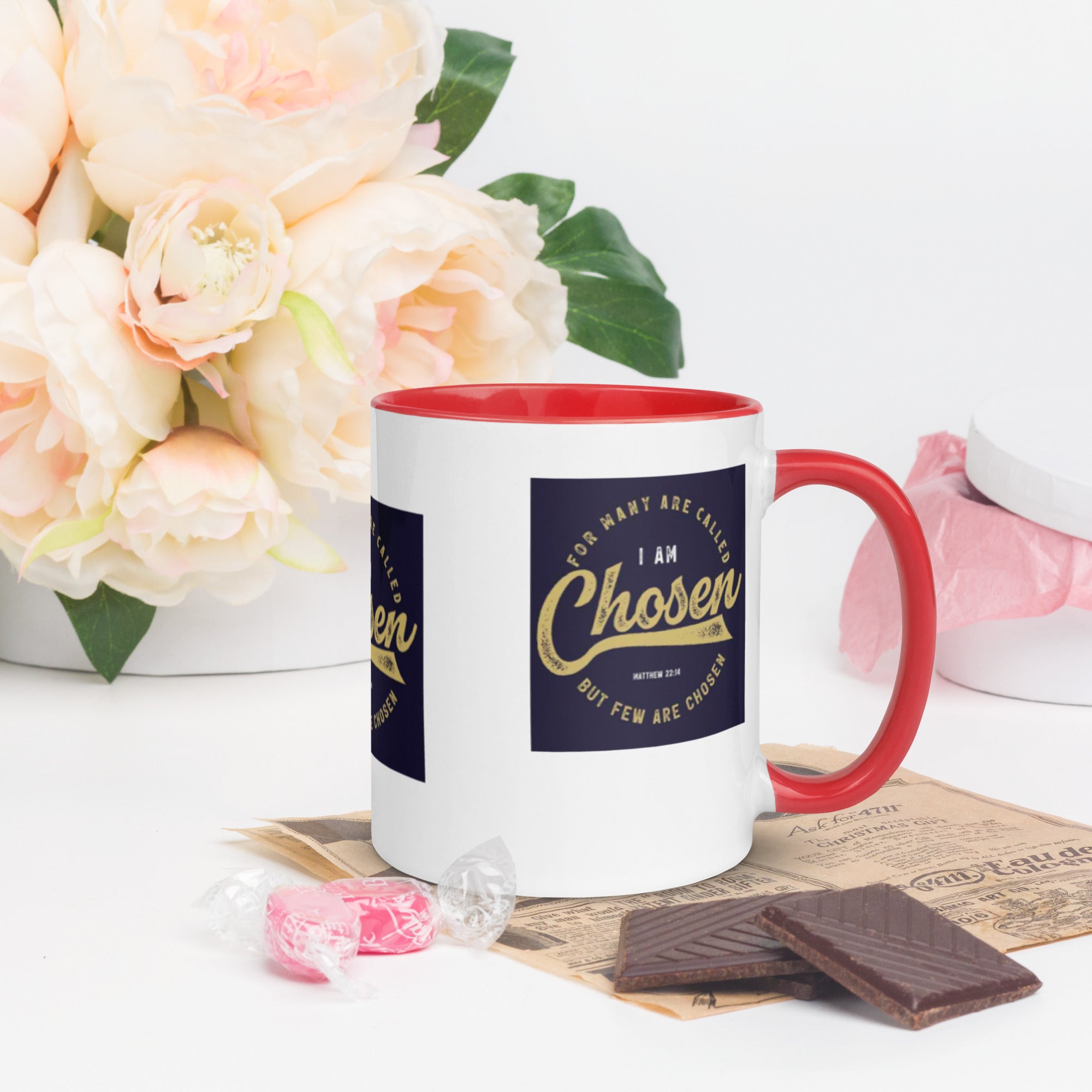 Custom Religious Coffee Mug with Color yellow gold Inside
