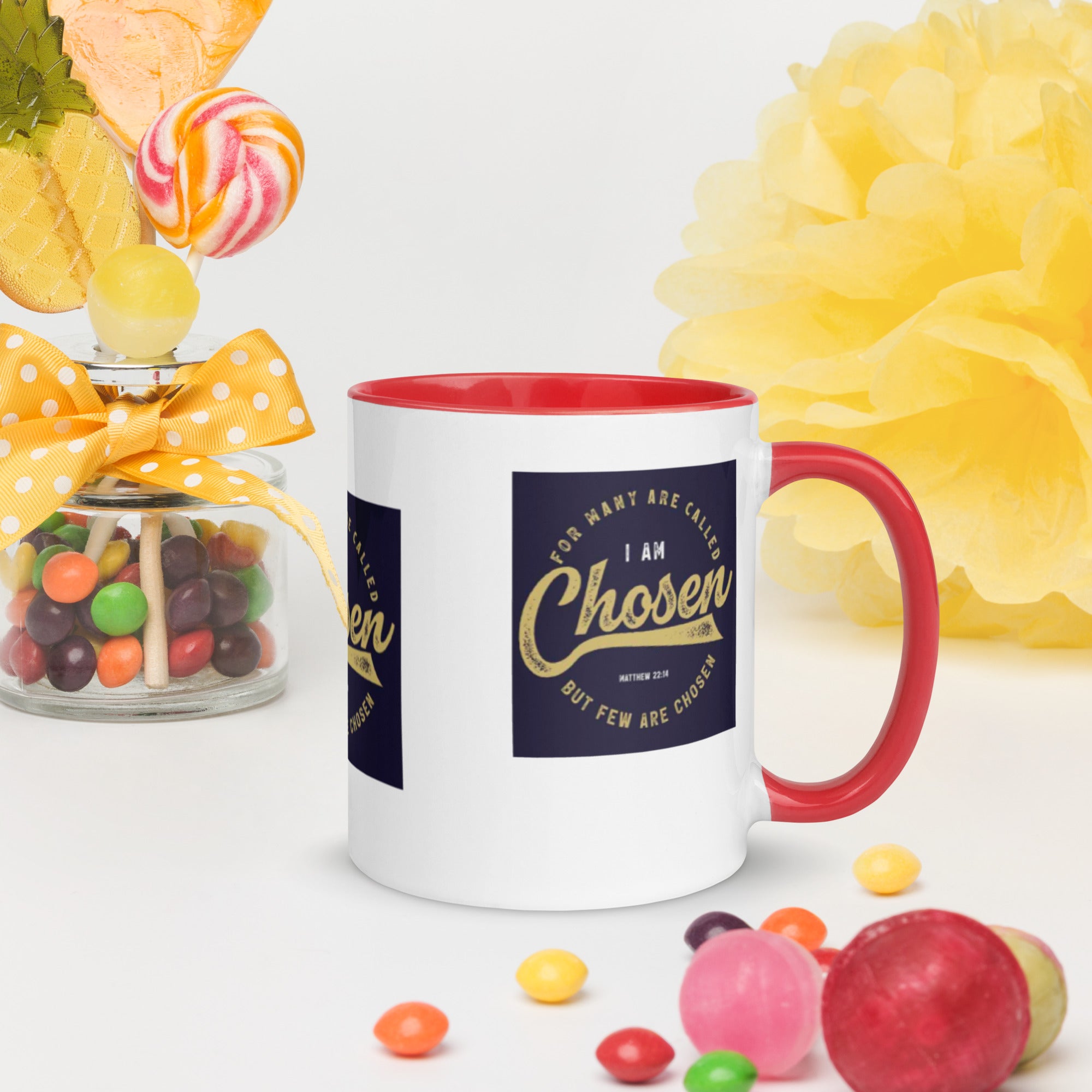 Custom Religious Coffee Mug with Color yellow gold Inside