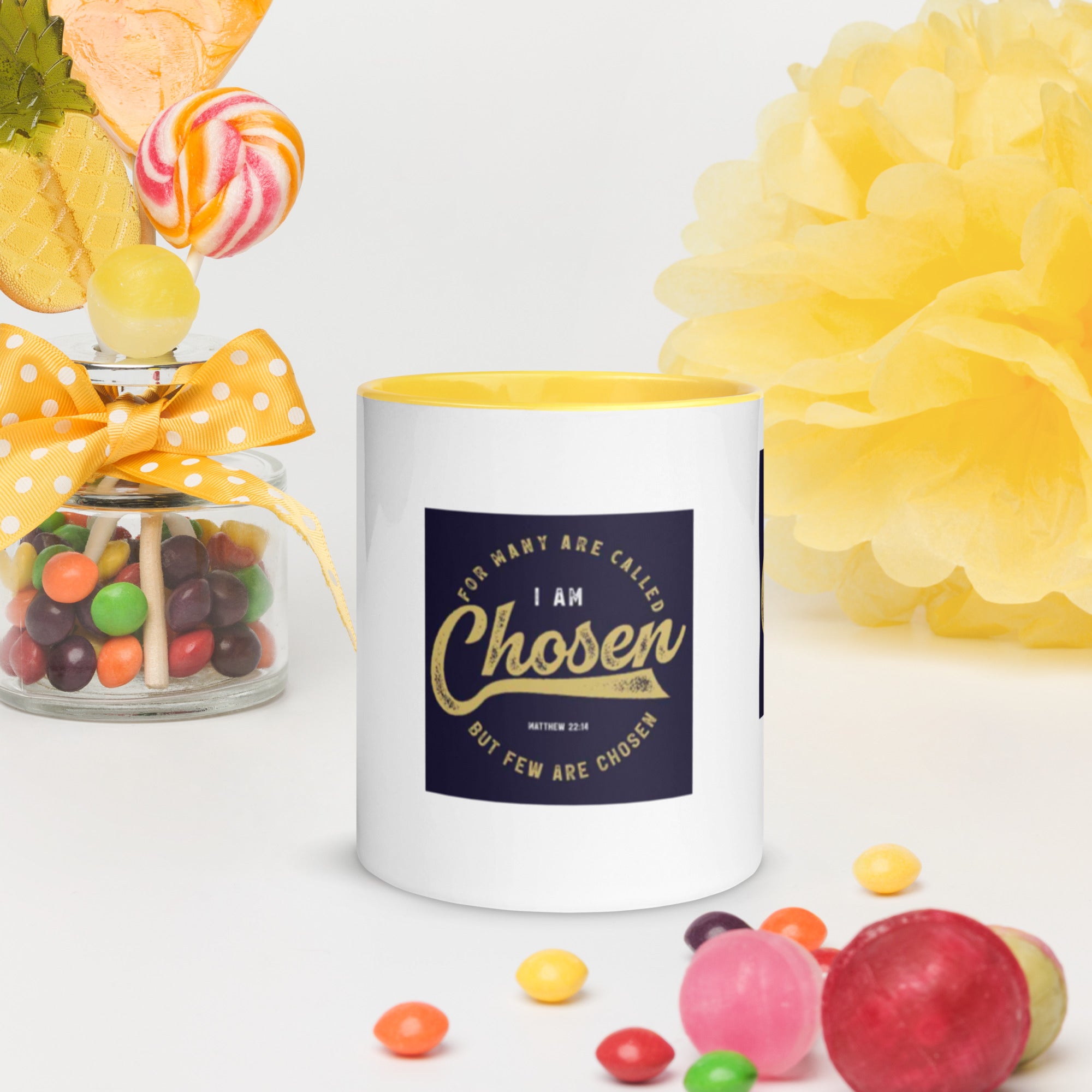 Custom Religious Coffee Mug with Color yellow gold Inside