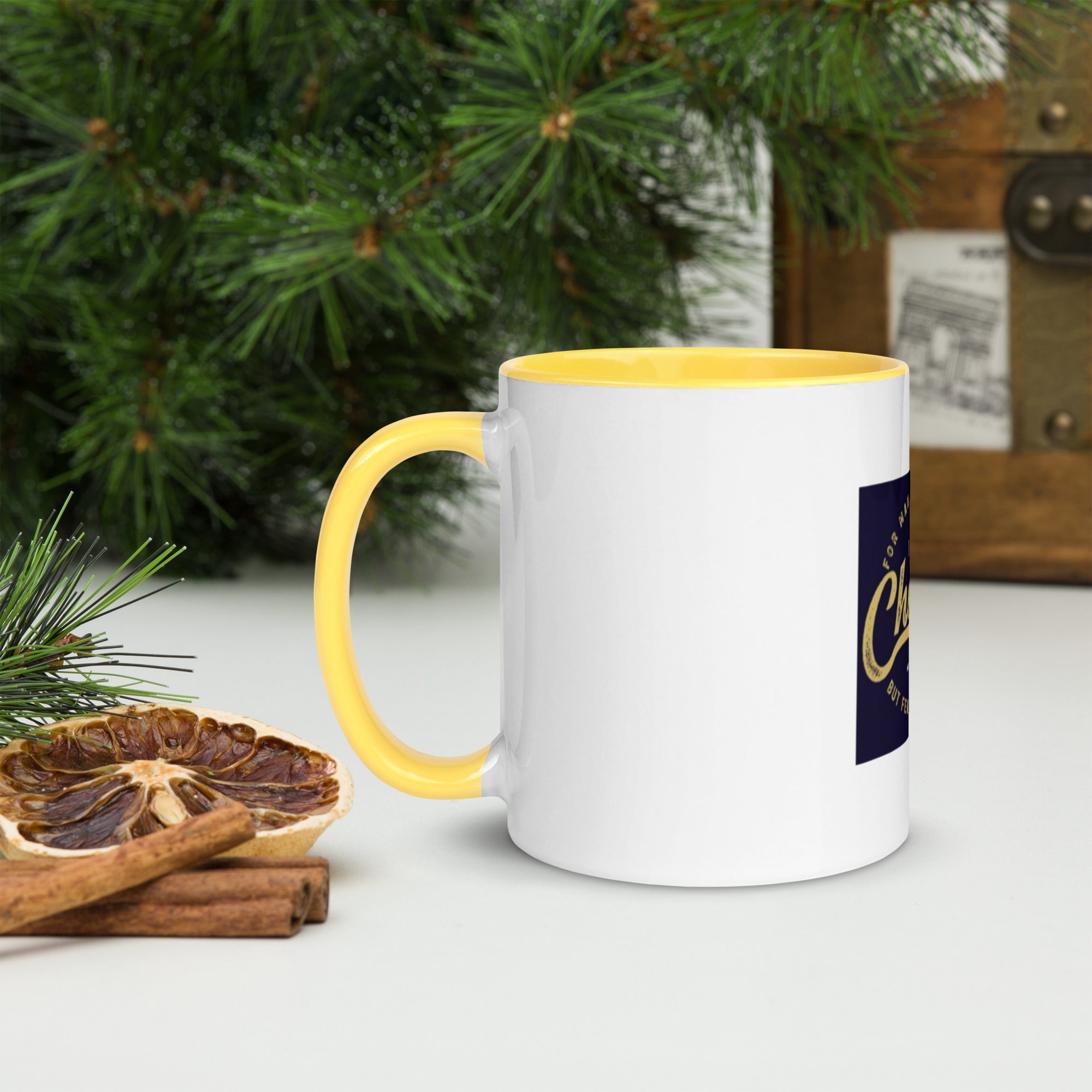 Custom Religious Coffee Mug with Color yellow gold Inside
