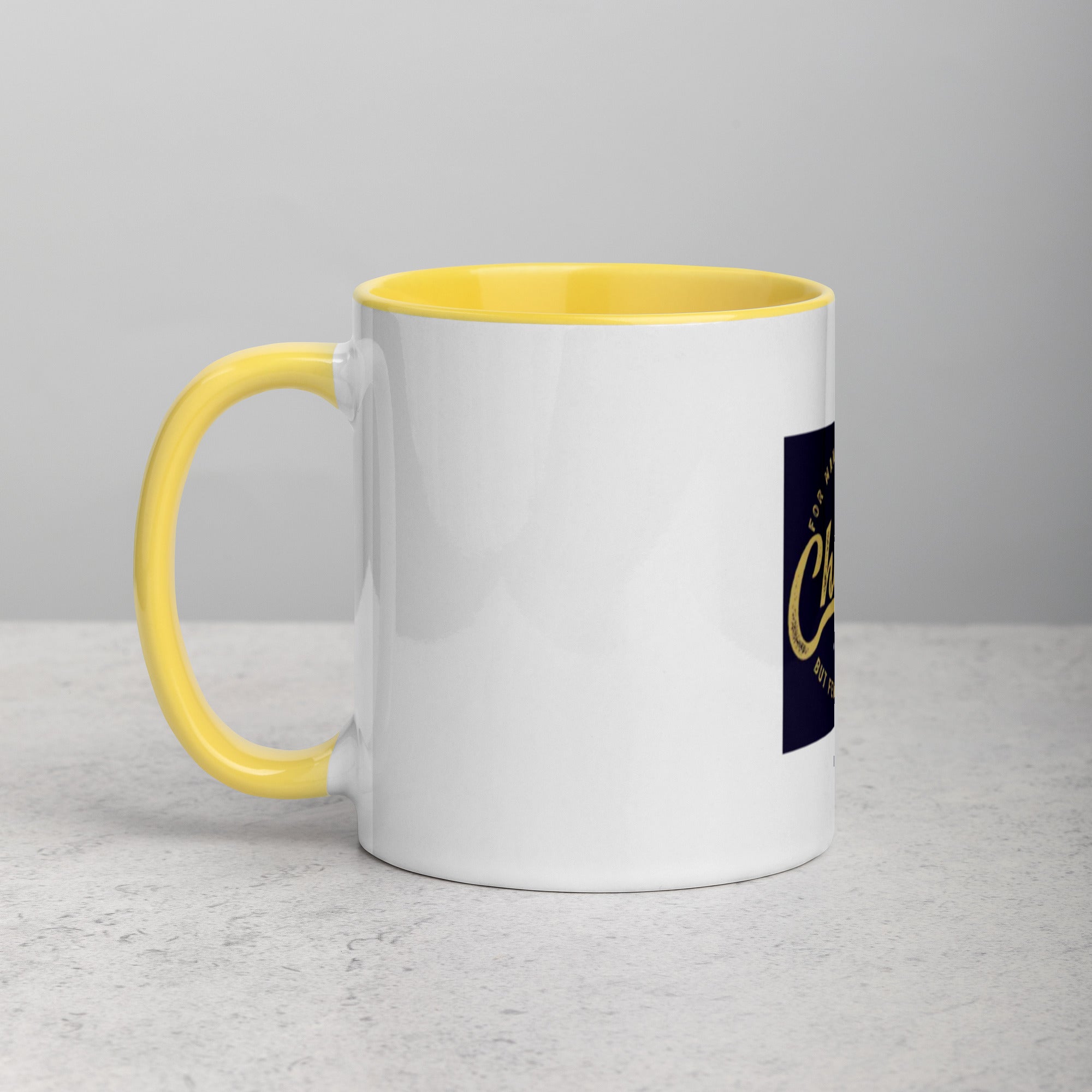 Custom Religious Coffee Mug with Color yellow gold Inside