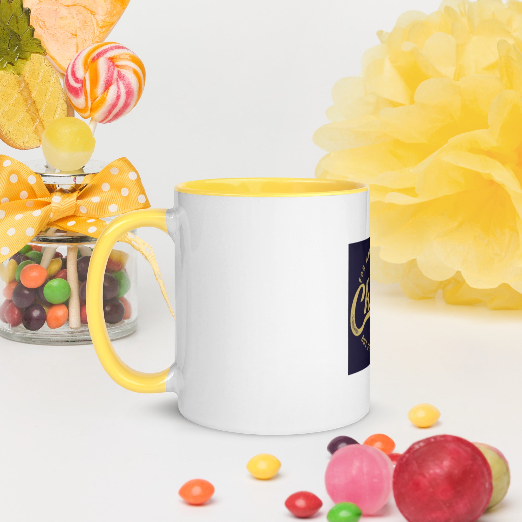 Custom Religious Coffee Mug with Color yellow gold Inside