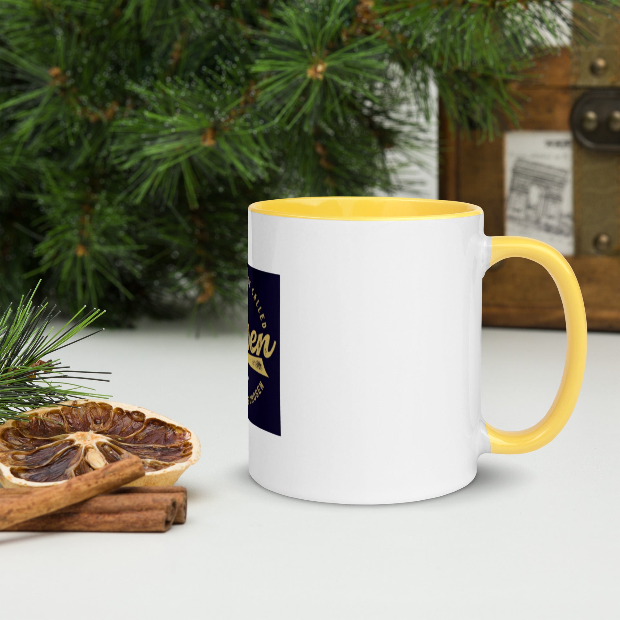 Custom Religious Coffee Mug with Color yellow gold Inside