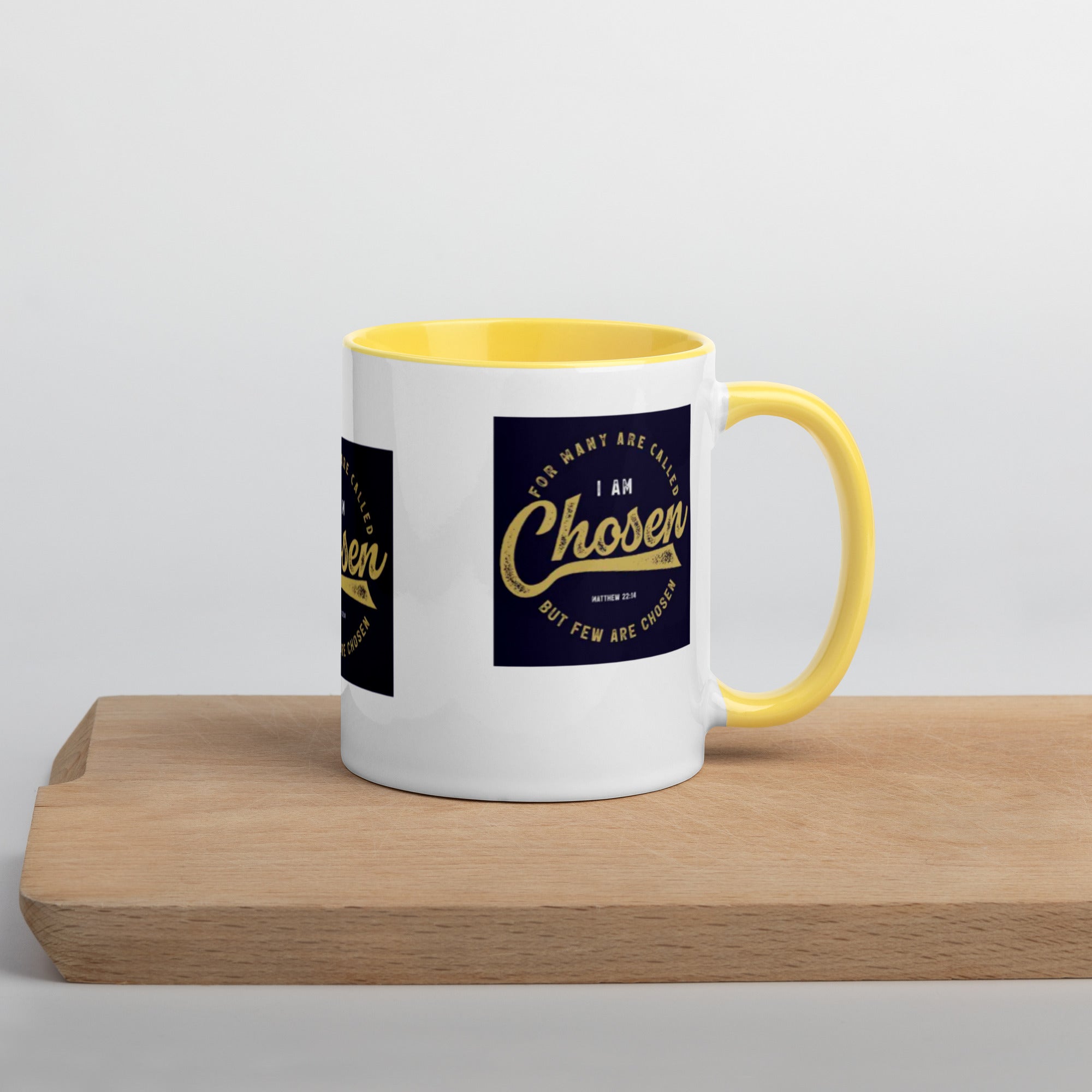 Custom Religious Coffee Mug with Color yellow gold Inside