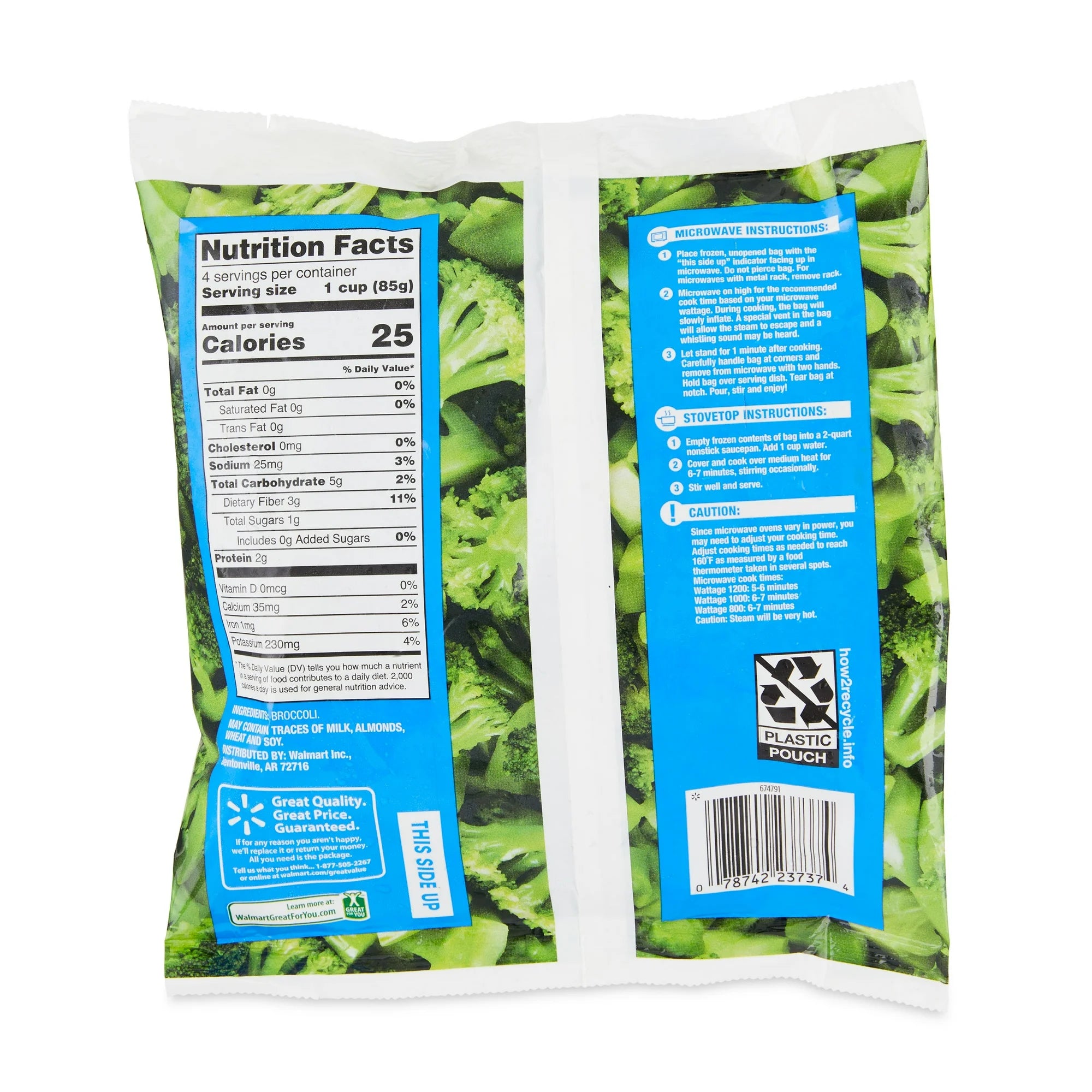 Great Value Frozen Broccoli Cuts, Steamable In Bag, 12 oz