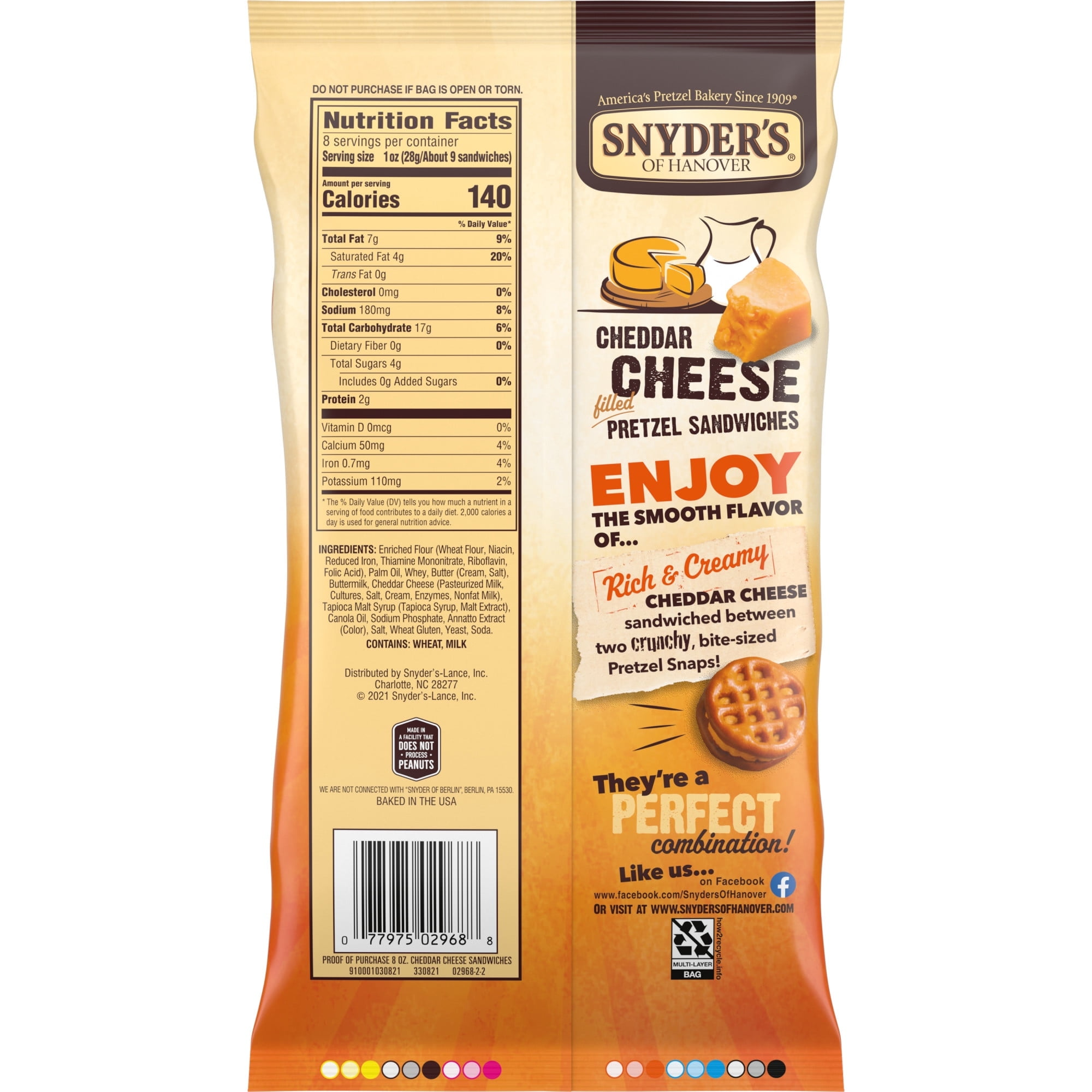 Snyder's of Hanover Pretzel Sandwiches, Cheddar Cheese, 8 oz (Pack of 3)