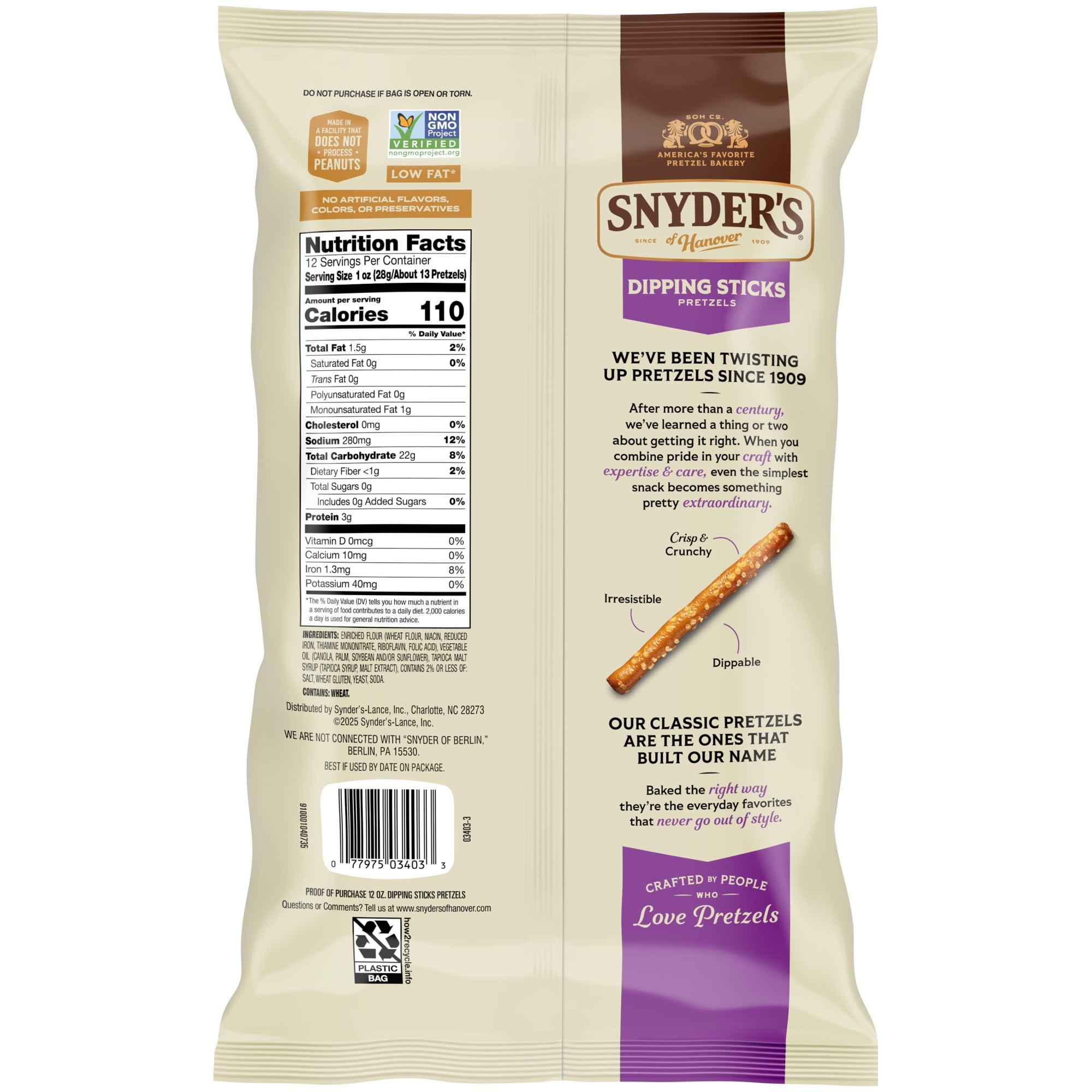 Snyder's of Hanover Dipping Sticks Pretzels, 12 oz Bag