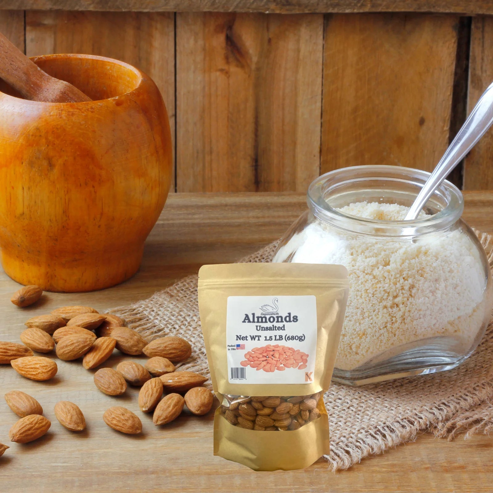 Eleganceinlife Raw Whole Almonds Unsalted 1.5 LB