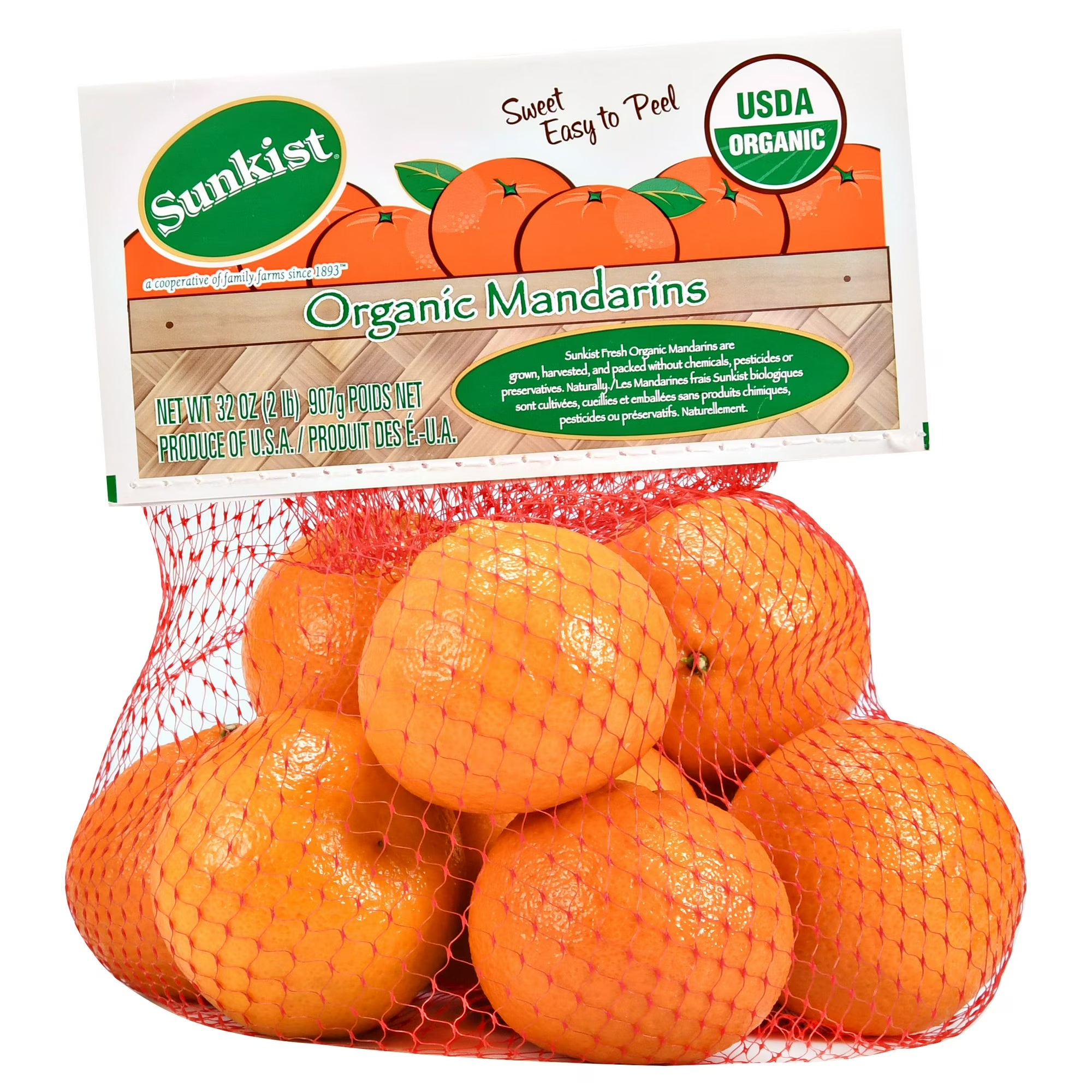 Fresh Sweet and juicy Organic Clementines, 2 lb Bag Orange