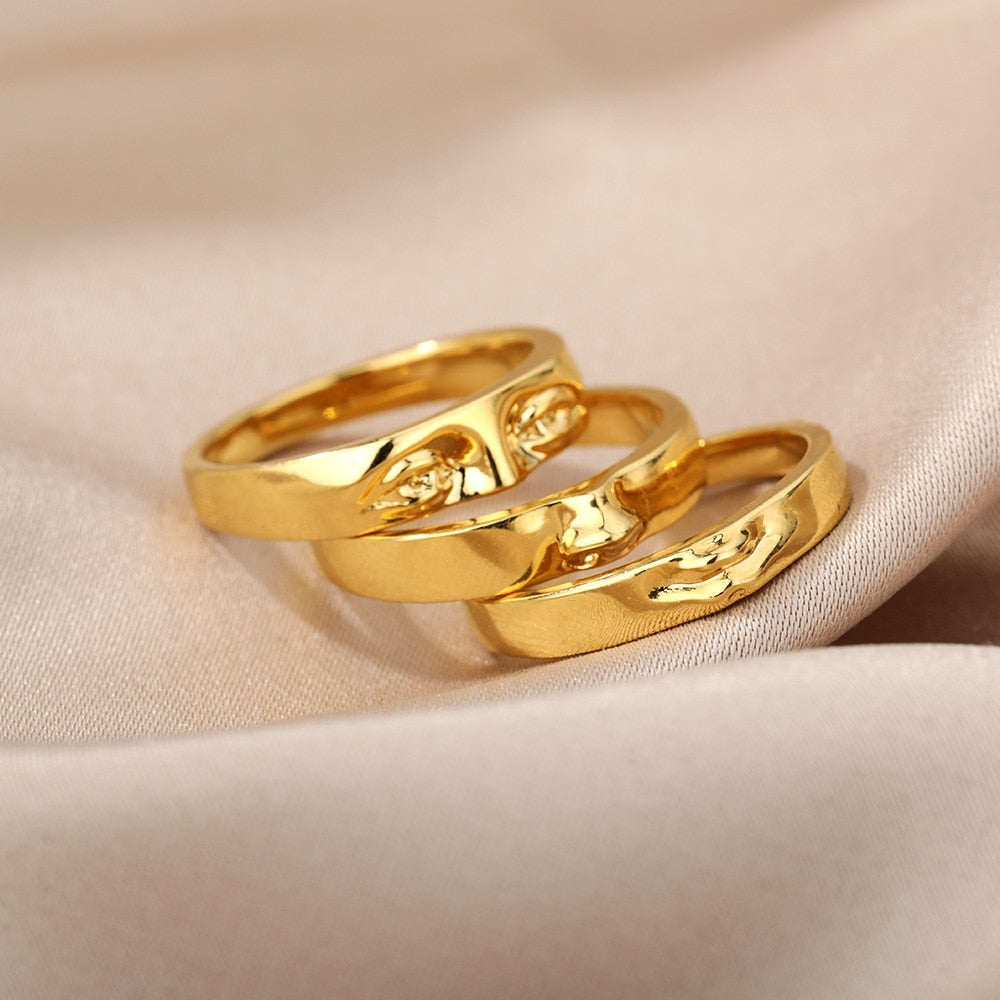 Eye Rings For Women Men Stainless Steel Gold Plated Vintage Face Finger Ring Set Handmade emo y2k Jewelry 2023 кольца anillos
