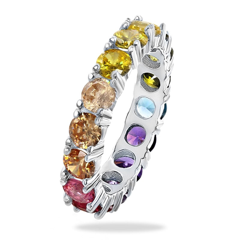 Huitan 5 Colors Shiny Cubic Zircon Women Rings Gold Color Female Daily Wear Stylish Colorful Rings Anniversary Girl Gift Jewelry