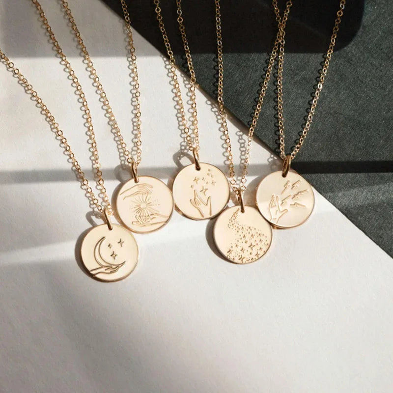 Mystic Vollmond Disk Necklace Jewelry Gift For Women 15mm, 18 inch