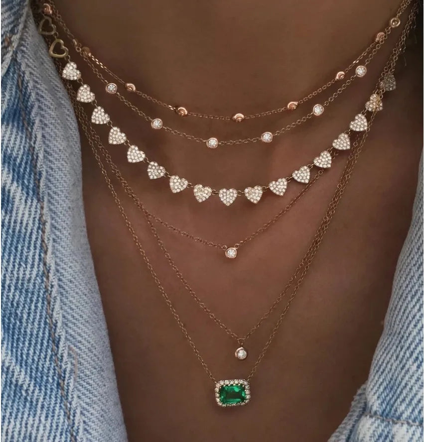 Multi-Heart Link Chain Necklace - Jeglowstore