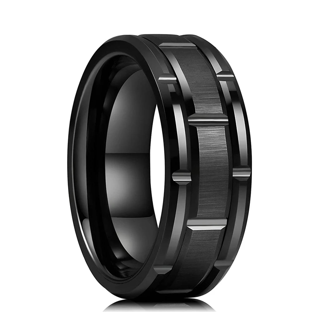 Men’s 8mm Black Titanium Wedding Ring - Jeglowstore