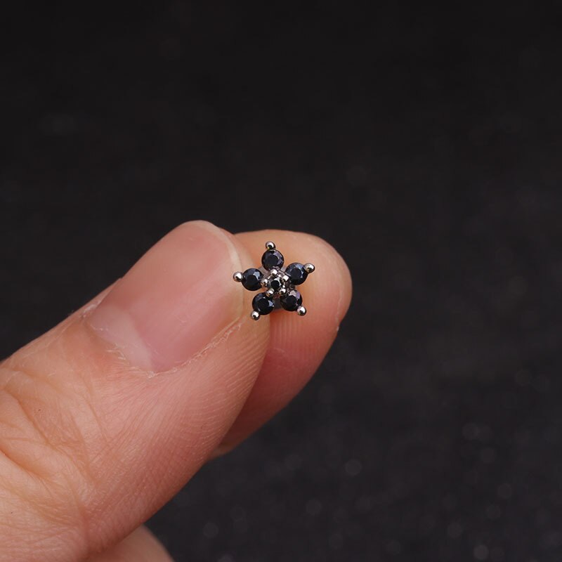 1pc Stainless Steel Fashion Flowers Zirconia Cartilage Cz Earring  for Women Crown Helix Ear Studs Piercing Jewelry