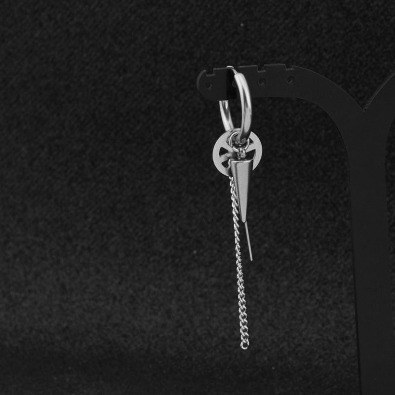 Punk Earring Mens Single Spike Stainless Steel Cross Stud Earring Guys Jewelry Rock Hip Hop Grunge Punk Dagger Ear Clip Unisex