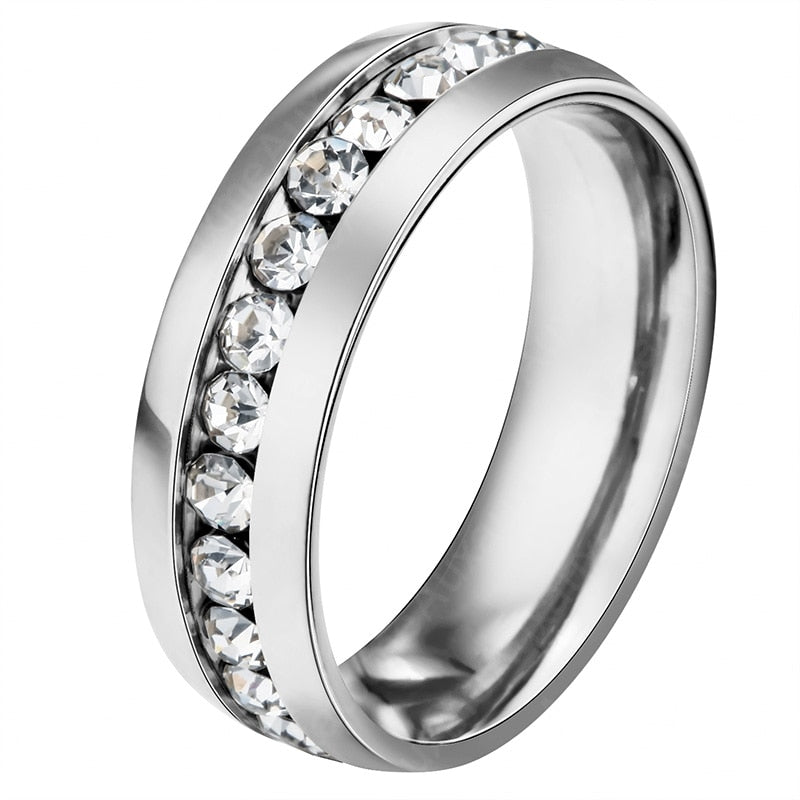 Auxauxme Bling CZ Stone Wedding Bands Rings Women Jewelry Golden Stainless Steel Simple Love Couple Ring Valentine's Day Gift - Jeglowstore