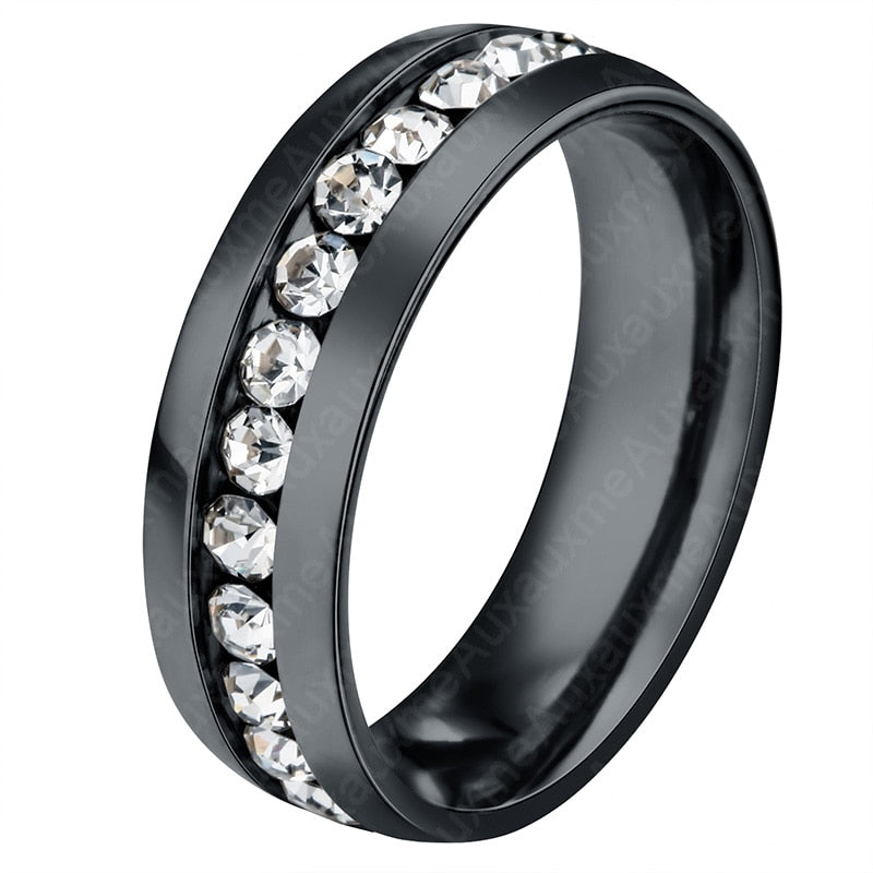 Auxauxme Bling CZ Stone Wedding Bands Rings Women Jewelry Golden Stainless Steel Simple Love Couple Ring Valentine's Day Gift - Jeglowstore
