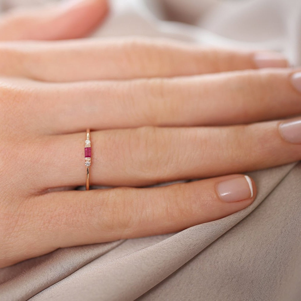Thin Dainty Stacking Rings For Women Elegant Mini 3 Color Crystal Zircon Tiny Eternity Stacking Ring Fashion Jewelry KCR065